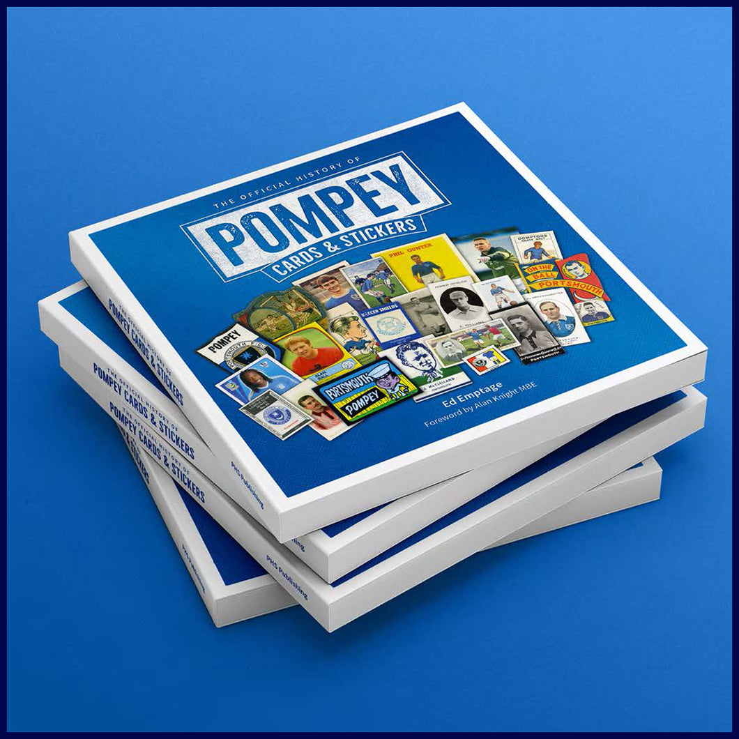 Signed copy of The Official History of Pompey Cards & Stickers